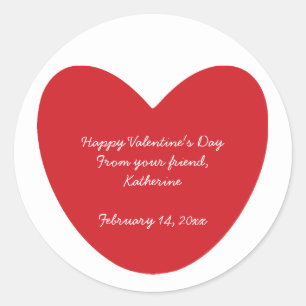 Pegatina Redonda Feliz Día de San Valentín, personalizado de clase 