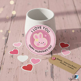 Pegatina Redonda Feliz Día de San Valentín por los nadadores de sat