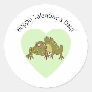 Pegatina Redonda Feliz Día de San Valentín Ranas amordazadas