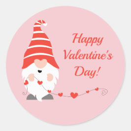 Pegatina Redonda Feliz Día de San Valentín se vuelve rosado rojo