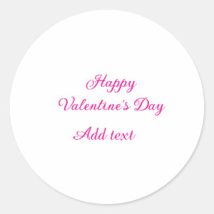Pegatina Redonda Feliz día de San Valentín texto nombre mensaje ros