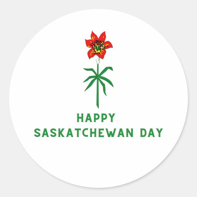 PEGATINA REDONDA FELIZ DÍA DE SASKATCHEWAN (Anverso)