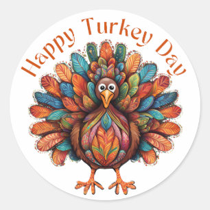 Pegatina Redonda Feliz Día de Turquía