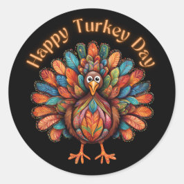 Pegatina Redonda Feliz Día de Turquía