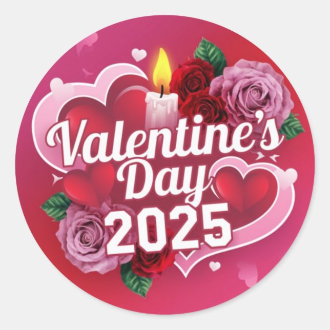 Pegatina Redonda feliz día de vallentine (Anverso)