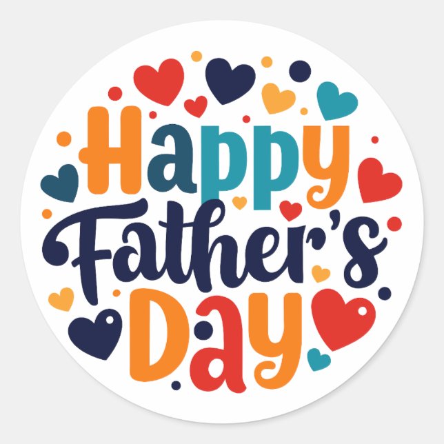 Pegatina Redonda feliz día del padre (Anverso)