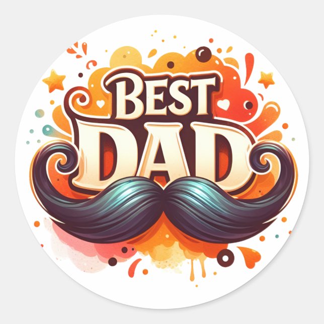 Pegatina Redonda feliz día del padre (Anverso)