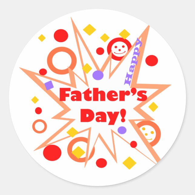 Pegatina Redonda Feliz Día del Padre (Anverso)