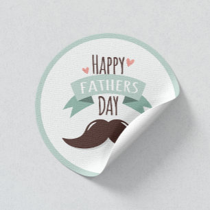 Pegatina Redonda Feliz día del padre - bigote