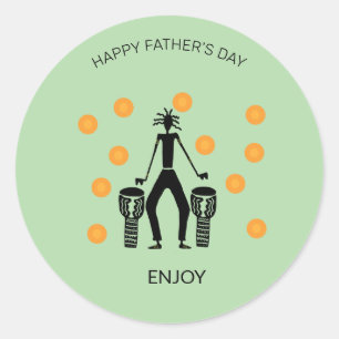 Pegatina Redonda Feliz Día del Padre, celebración de la silueta
