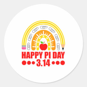 Pegatina Redonda Feliz Día del Pi Arcoíris 3,14 Número Pi Profesor