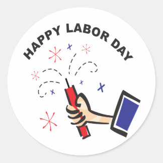 Pegatina Redonda Feliz Día del Trabajo