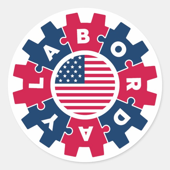 Pegatina Redonda Feliz Día del Trabajo Divertido (Anverso)