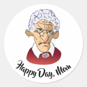Pegatina Redonda Feliz día, humor del día de la madre