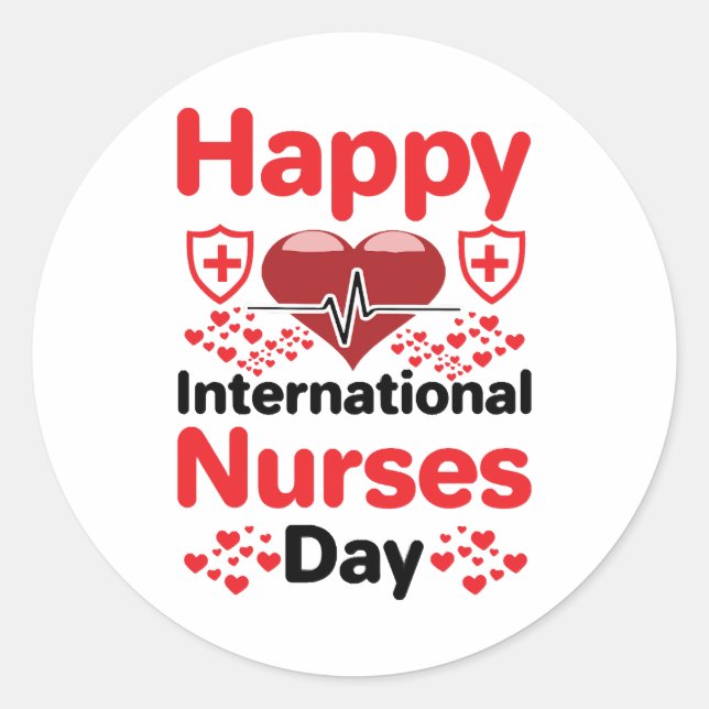 Pegatina Redonda feliz día internacional de enfermeras (Anverso)