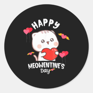 Pegatina Redonda Feliz Día Meowentines Chicas Divertidas Gato San V