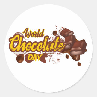 Pegatina Redonda Feliz Día Mundial del Chocolate