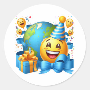 Pegatina Redonda Feliz Día Nacional de la Emoji