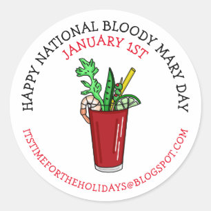 Pegatina Redonda Feliz Día Nacional del Bloody Mary en Enero