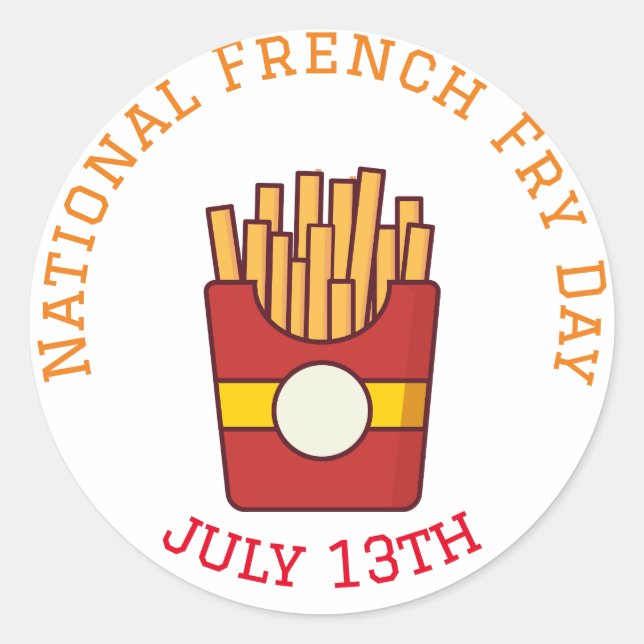 Pegatina Redonda Feliz Día Nacional Francés de Fry el 13 de julio (Anverso)