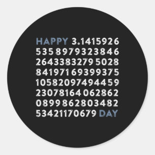 Pegatina Redonda Feliz Día Pi 100 Dígitos Math Geek Funny Pi Day Me