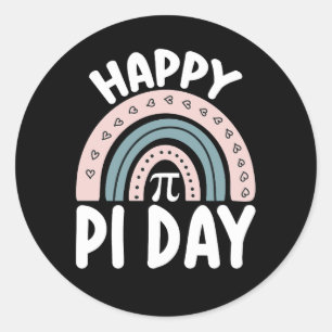 Pegatina Redonda Feliz Día Pi Boho Rainbow Mathemic