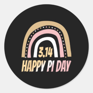 Pegatina Redonda Feliz Día Pi Mathemthemth Teacher Rainbow Pi Da