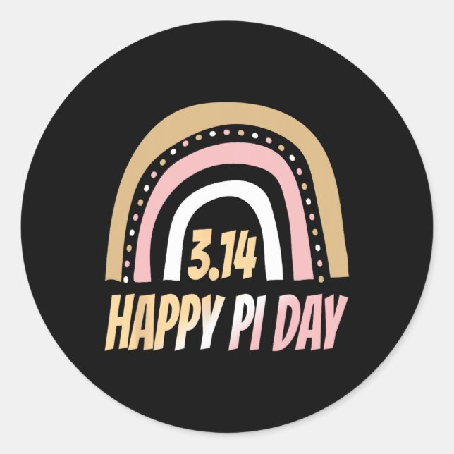 Pegatina Redonda Feliz Día Pi Mathemthemth Teacher Rainbow Pi Da (Anverso)
