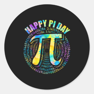 Pegatina Redonda Feliz Día Pi Tie Dye 3,14 Símbolo Número Pi Matemá