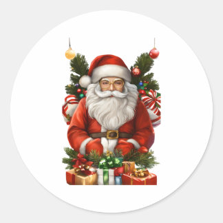 Pegatina Redonda Feliz diseño navideño 2024