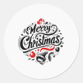 Pegatina Redonda "Feliz diseño navideño festivo"