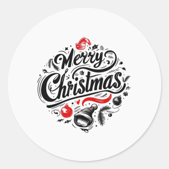 Pegatina Redonda "Feliz diseño navideño festivo" (Anverso)