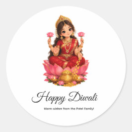 Pegatina Redonda Feliz Diwali 