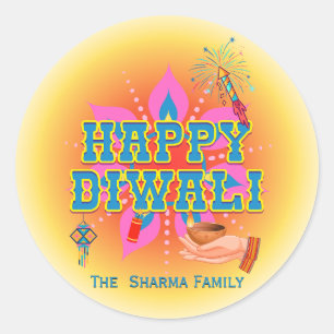 Pegatina Redonda Feliz Diwali