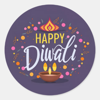 Pegatina Redonda feliz diwali