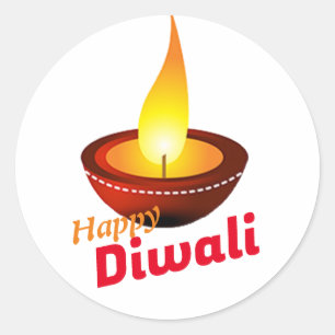 Pegatina Redonda Feliz Diwali deepak