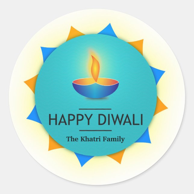 Pegatina Redonda Feliz Diwali personalizado (Anverso)