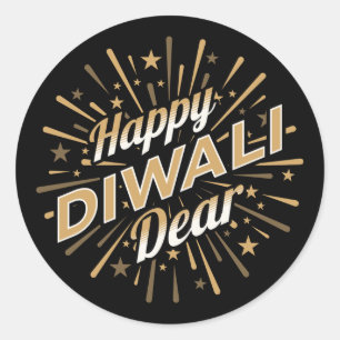 Pegatina Redonda Feliz Diwali Querido - Celebración festiva de fueg