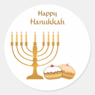 Pegatina Redonda Feliz dulce Hanukkah
