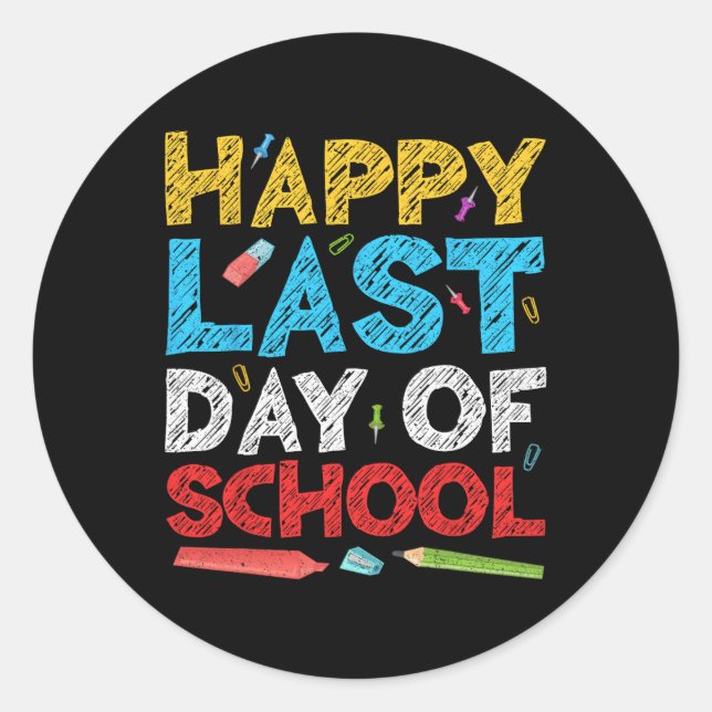 Pegatina Redonda Feliz El Último Día De Los Estudiantes Y Profesore (Anverso)