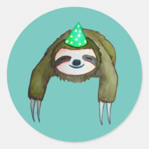 Pegatina Redonda Feliz eslogan en Gorra de cumpleaños