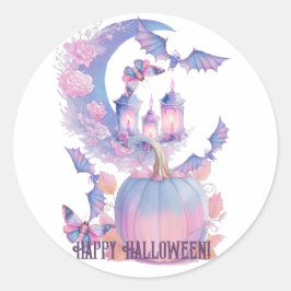 Pegatina Redonda Feliz Espíritu de Halloween