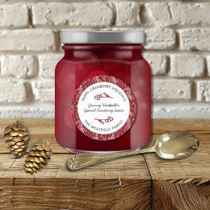 Pegatina Redonda Feliz feriado de Cranberry Regalo de comida de Bor