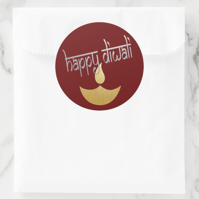 Pegatina Redonda Feliz Festival Diwali de la Luz (Bolso)