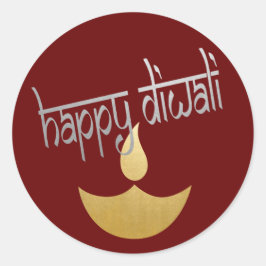 Pegatina Redonda Feliz Festival Diwali de la Luz