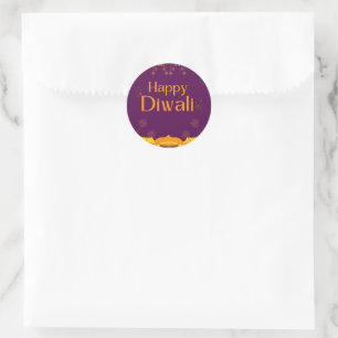 Pegatina Redonda Feliz fiesta de Diwali