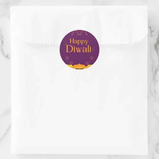 Pegatina Redonda Feliz fiesta de Diwali (Bolso)