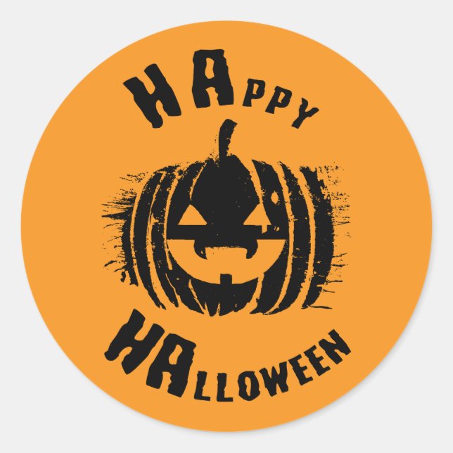 Pegatina Redonda Feliz Fiesta de Halloween (Anverso)