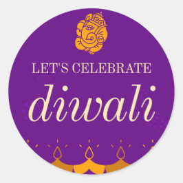 PEGATINA REDONDA FELIZ FIESTA DIWALI