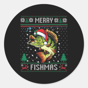 Pegatina Redonda Feliz Fishmas B Pescado Navidad Fea Sudadera
